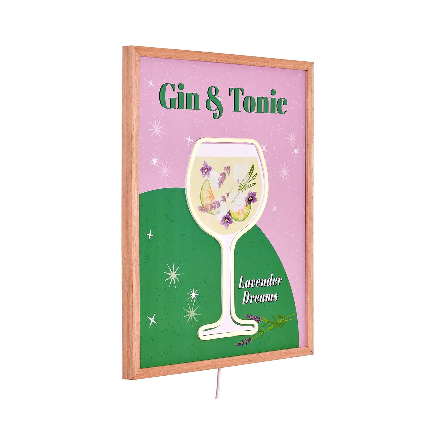 Tipsy Gin & Tonic Framed LED Lavender Dreams Wall Decor