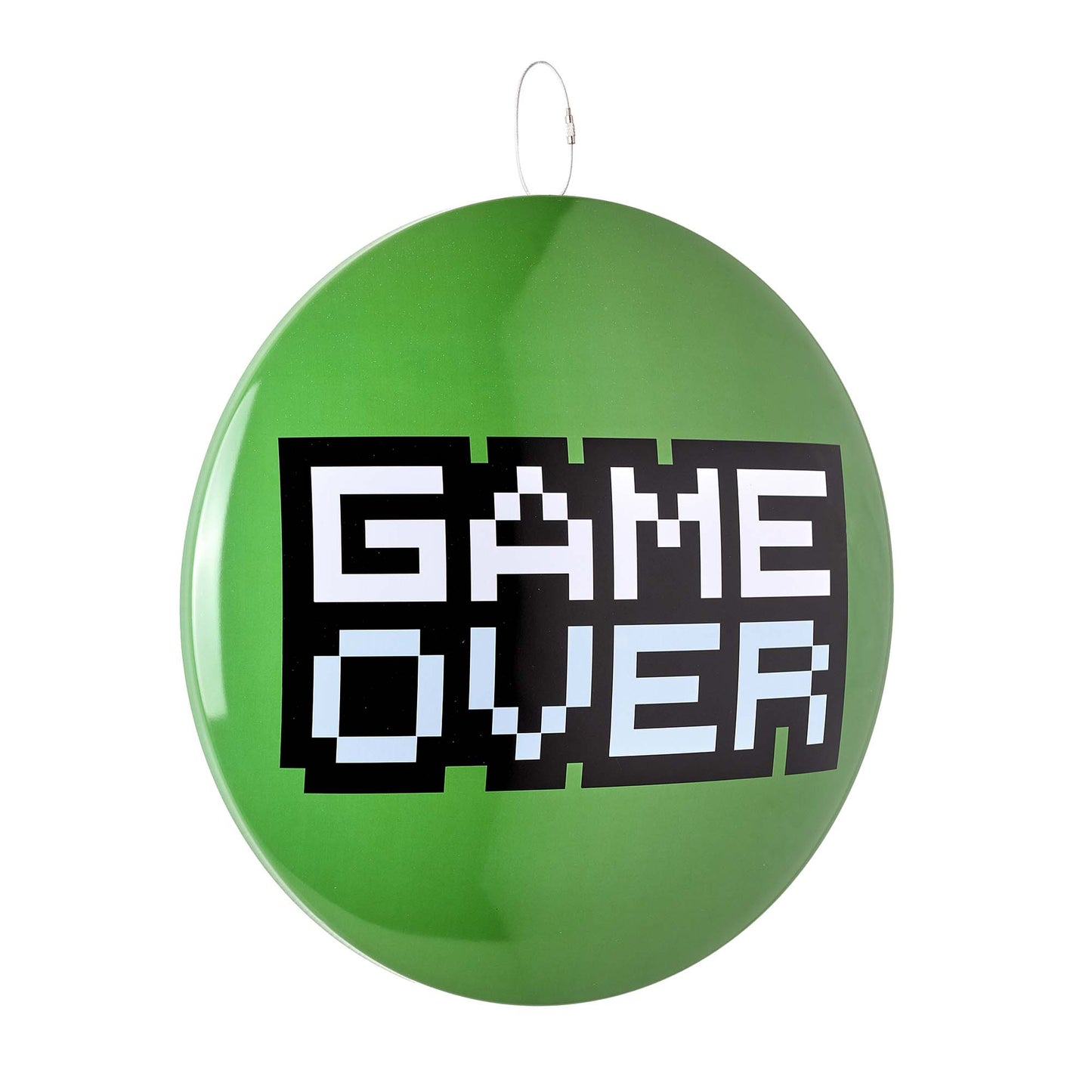 Game Over Domed Metal Sign Round Dome Metal Sign - 15"