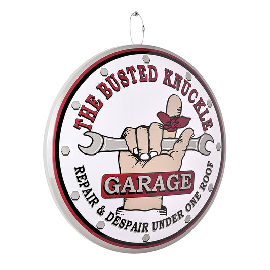 Busted Knuckle Garage Domed Metal Sign Round Dome Metal Sign - 15"