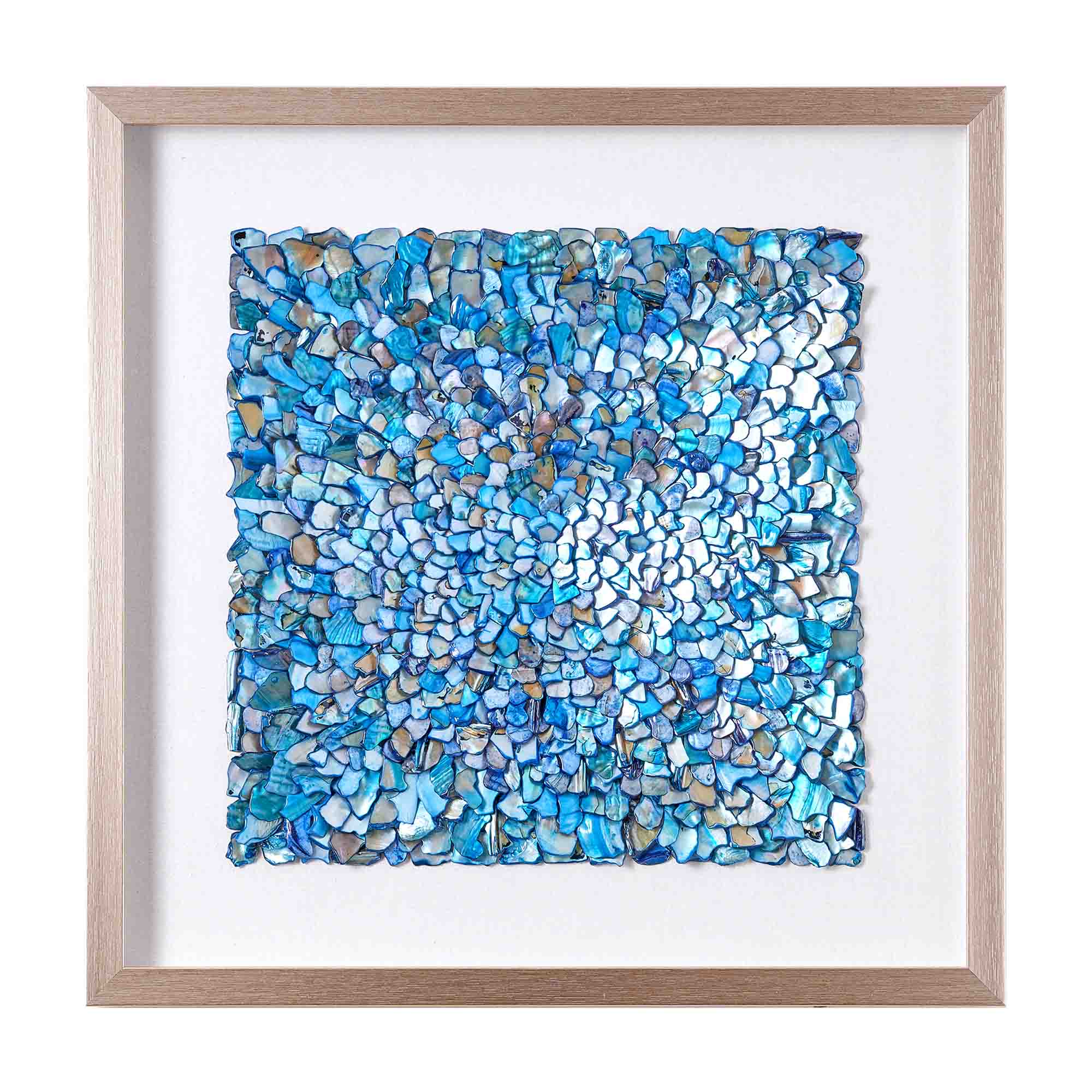 Seashell Wall Decor in Shadowbox Frame in Blue