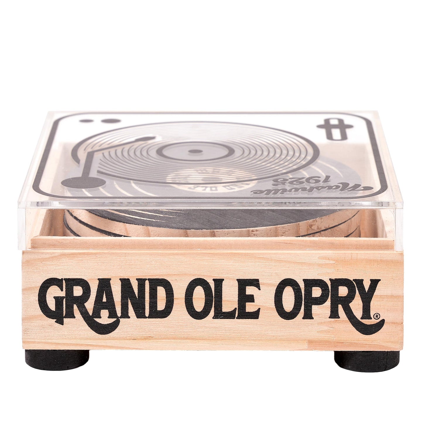 Grand Ole Opry Nashville 1925 Vinyl Record Wooden Coaster Set