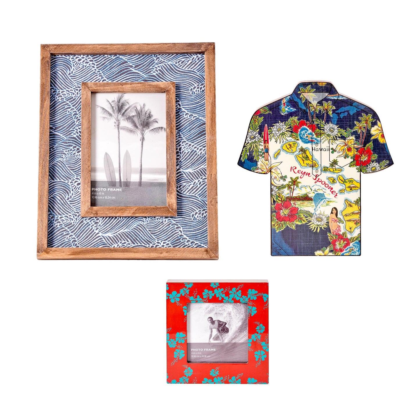 Reyn Spooner Molokai Channel, 50 State Flower, Oceanic Print Table Top Decor Bundle