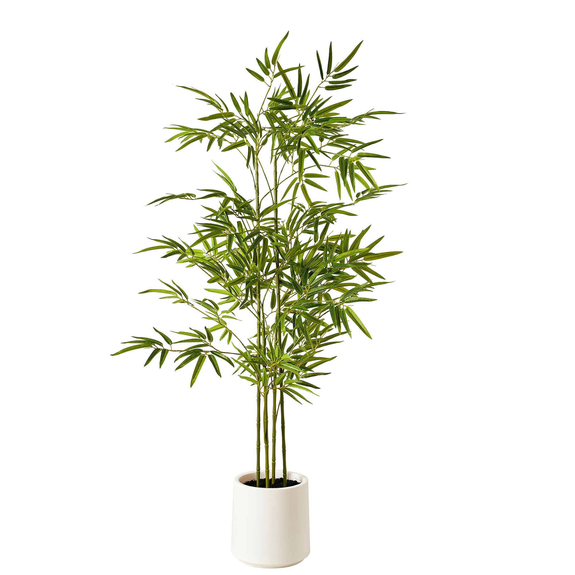 Realistic Artificial Bamboo Tree Faux Plant in a White Pot - 60