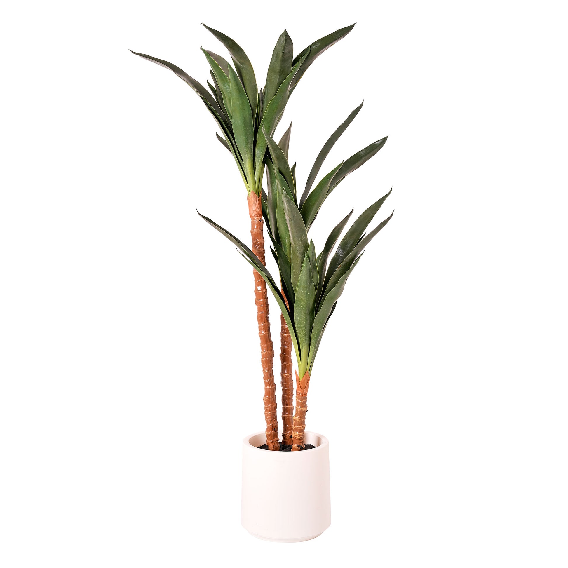 realistic fake house plant Realistic Artificial Yuca Tree Faux Plant in a White Pot - 48"