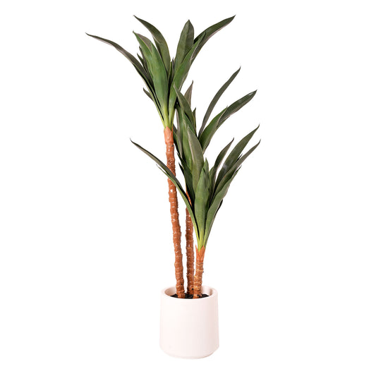 Realistic Artificial Yuca Tree Faux Plant in a White Pot - 48" - Botanica Home