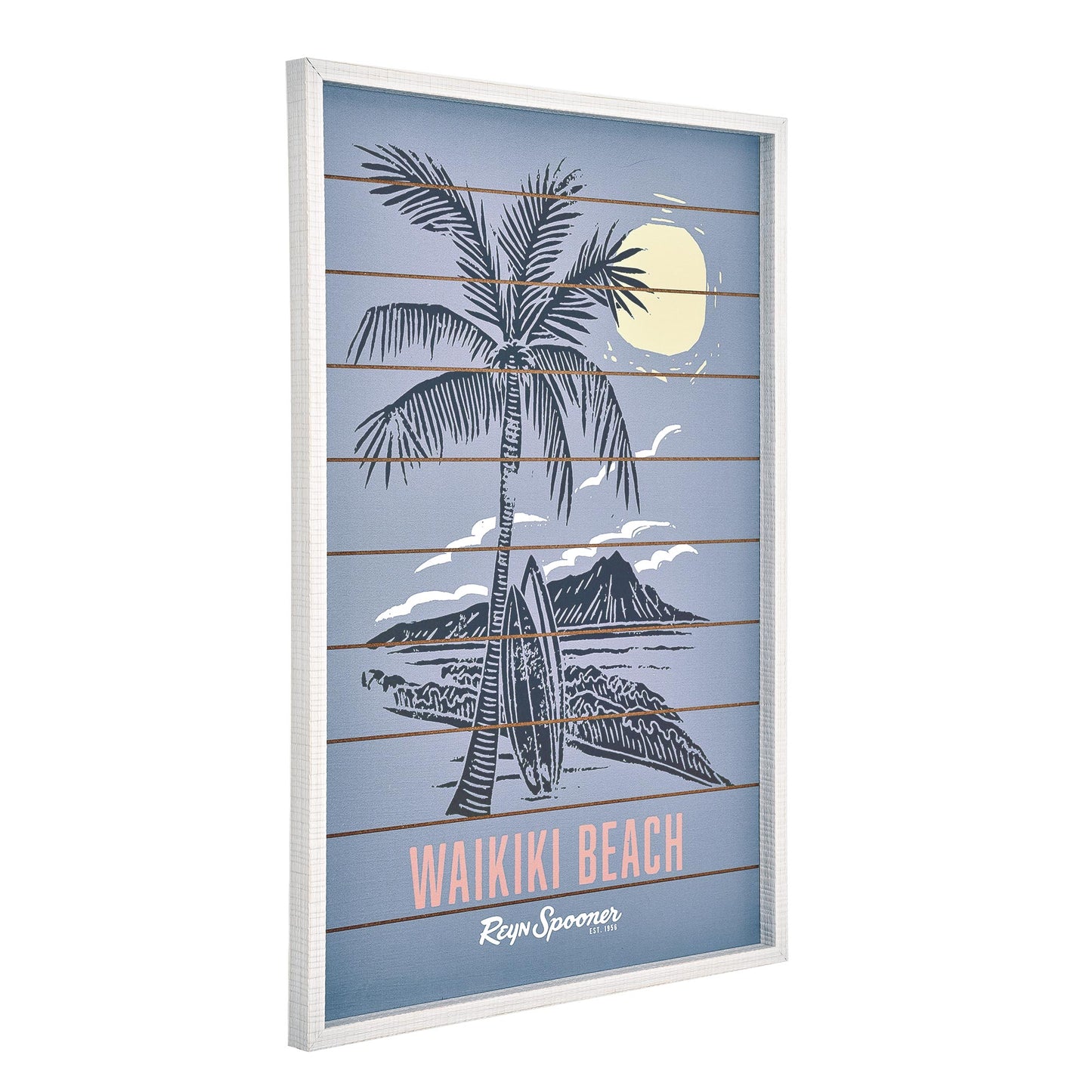 Framed Waikiki Beach Printed Veneer Wall Art - 20" x 30"