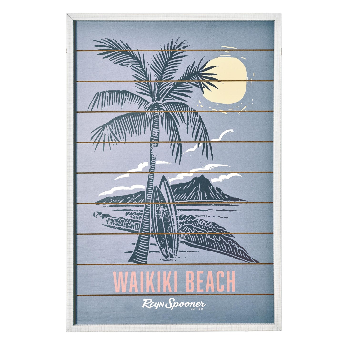 Framed Waikiki Beach Printed Veneer Wall Art - 20" x 30"