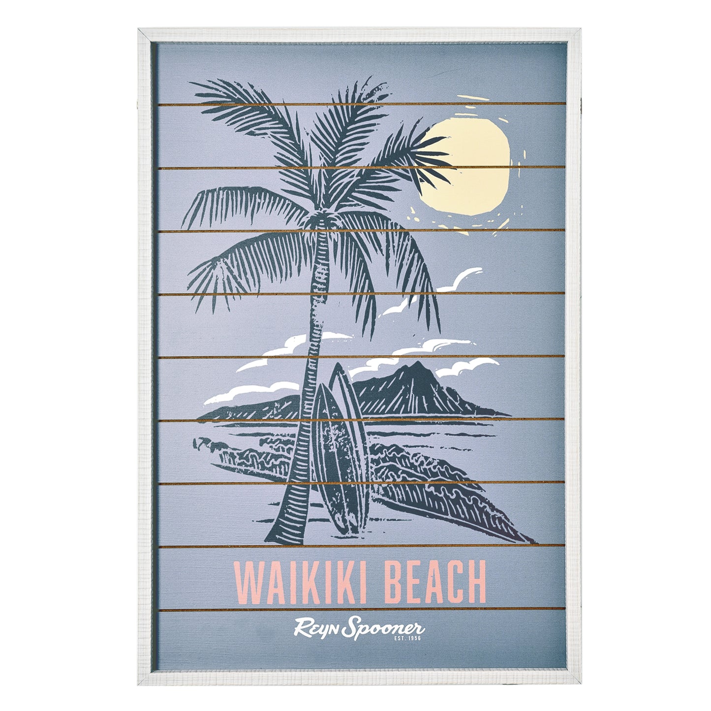 American Art Decor Framed Waikiki Beach Printed Veneer Wall Art - 20" x 30"