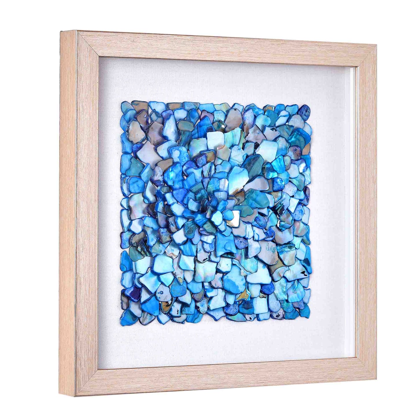 Framed Wall Art with Seashell decoration and Glass Cover 2-Piece Set in Blue