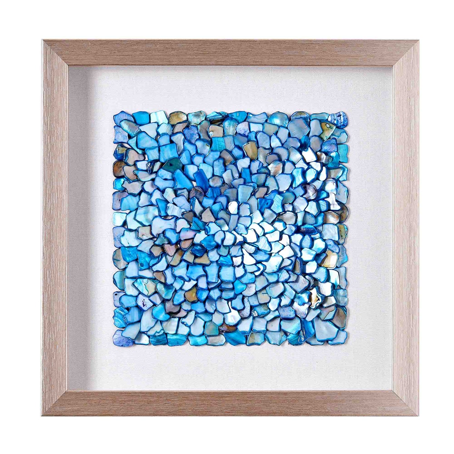 Framed Wall Art with Seashell decoration and Glass Cover 2-Piece Set in Blue