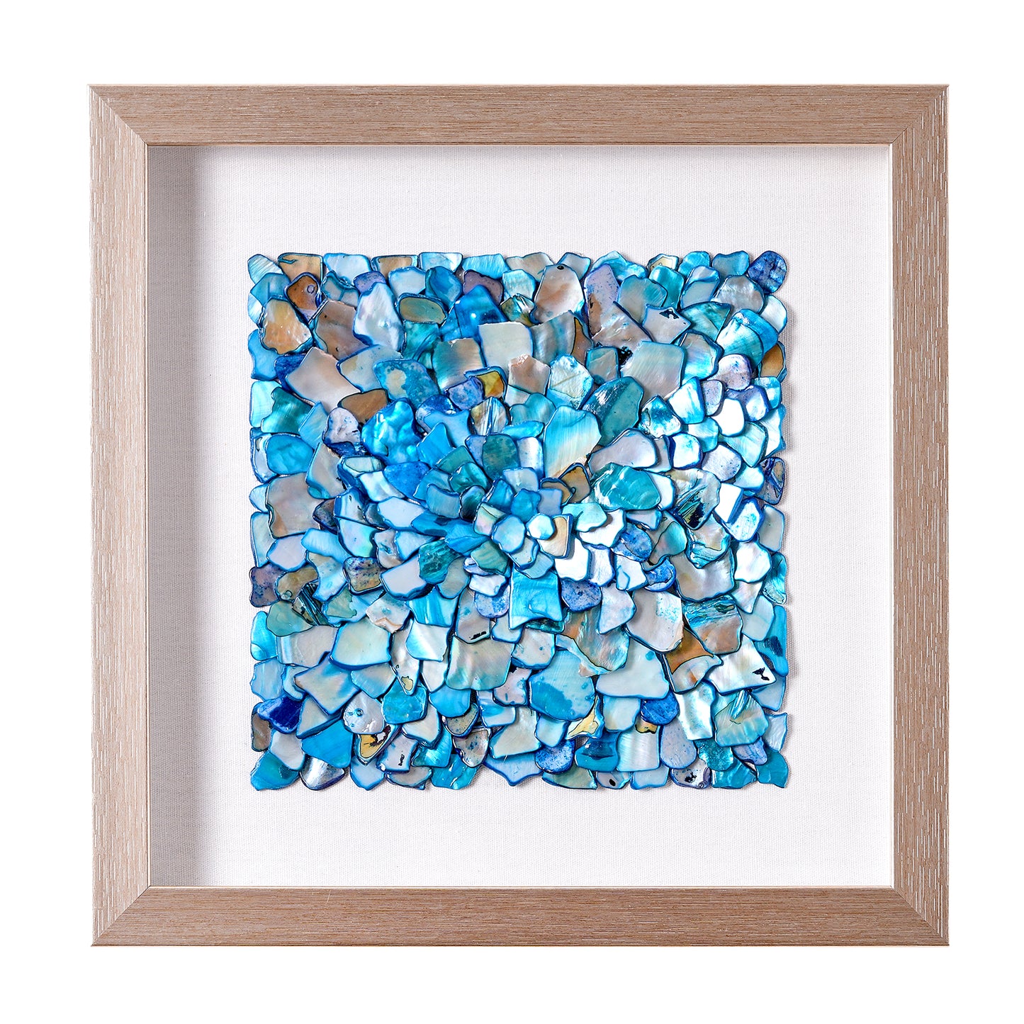 Framed Wall Art with Seashell decoration and Glass Cover 2-Piece Set in Blue