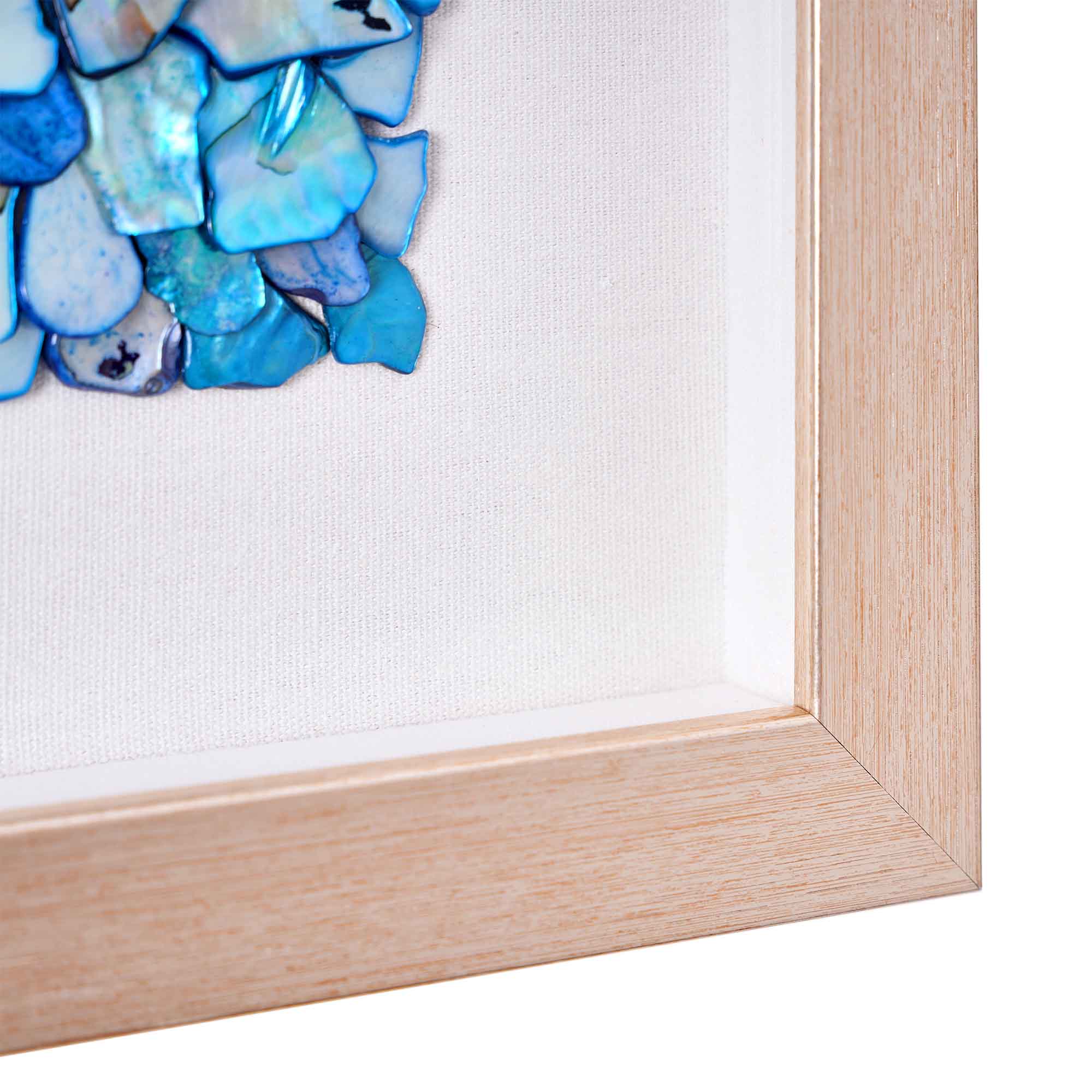 Framed Wall Art with Seashell decoration and Glass Cover 2-Piece Set in Blue