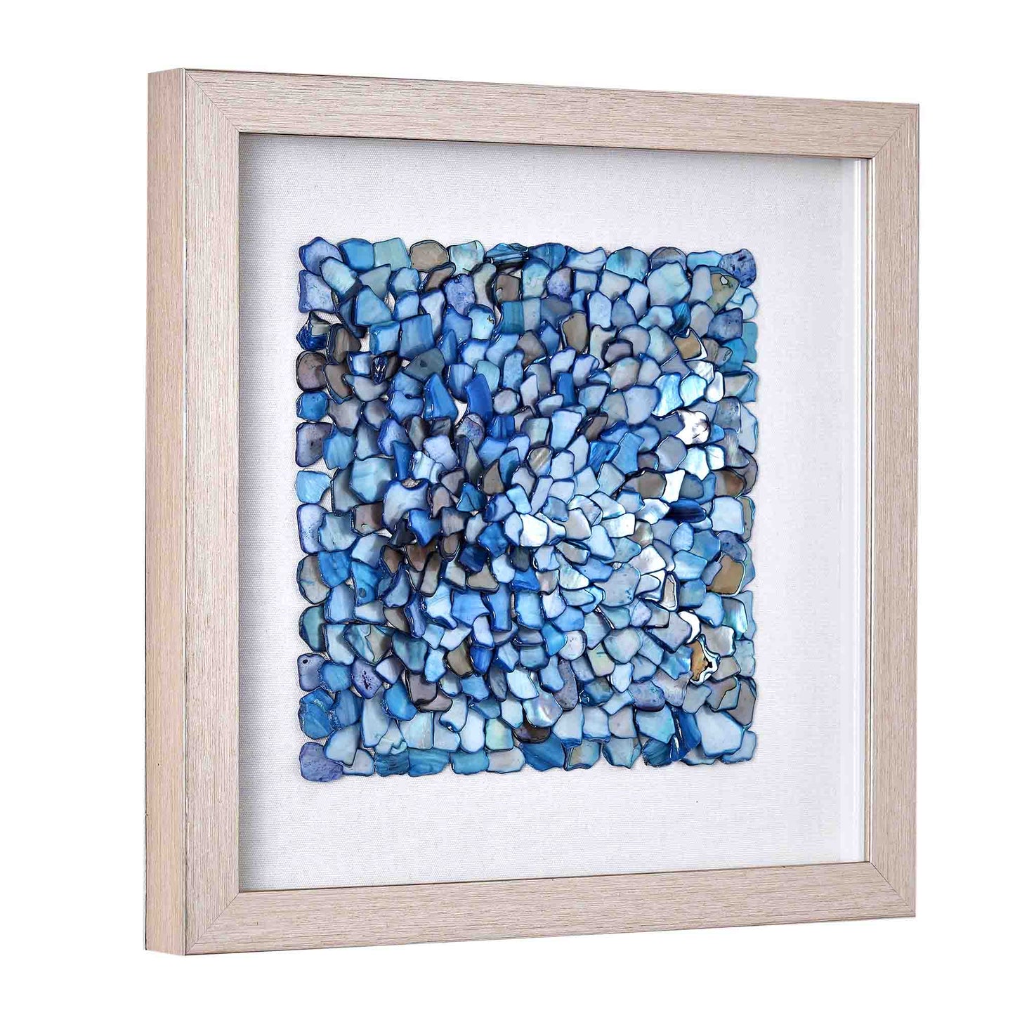 Framed Wall Art with Seashell decoration and Glass Cover 2-Piece Set in Blue