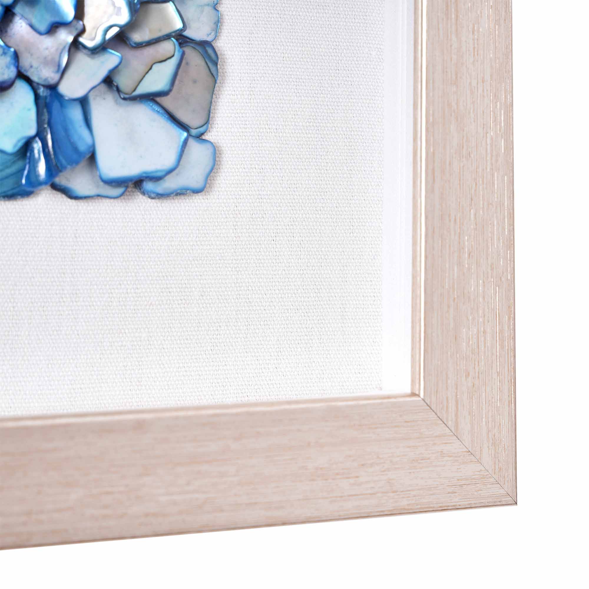 Framed Wall Art with Seashell decoration and Glass Cover 2-Piece Set in Blue