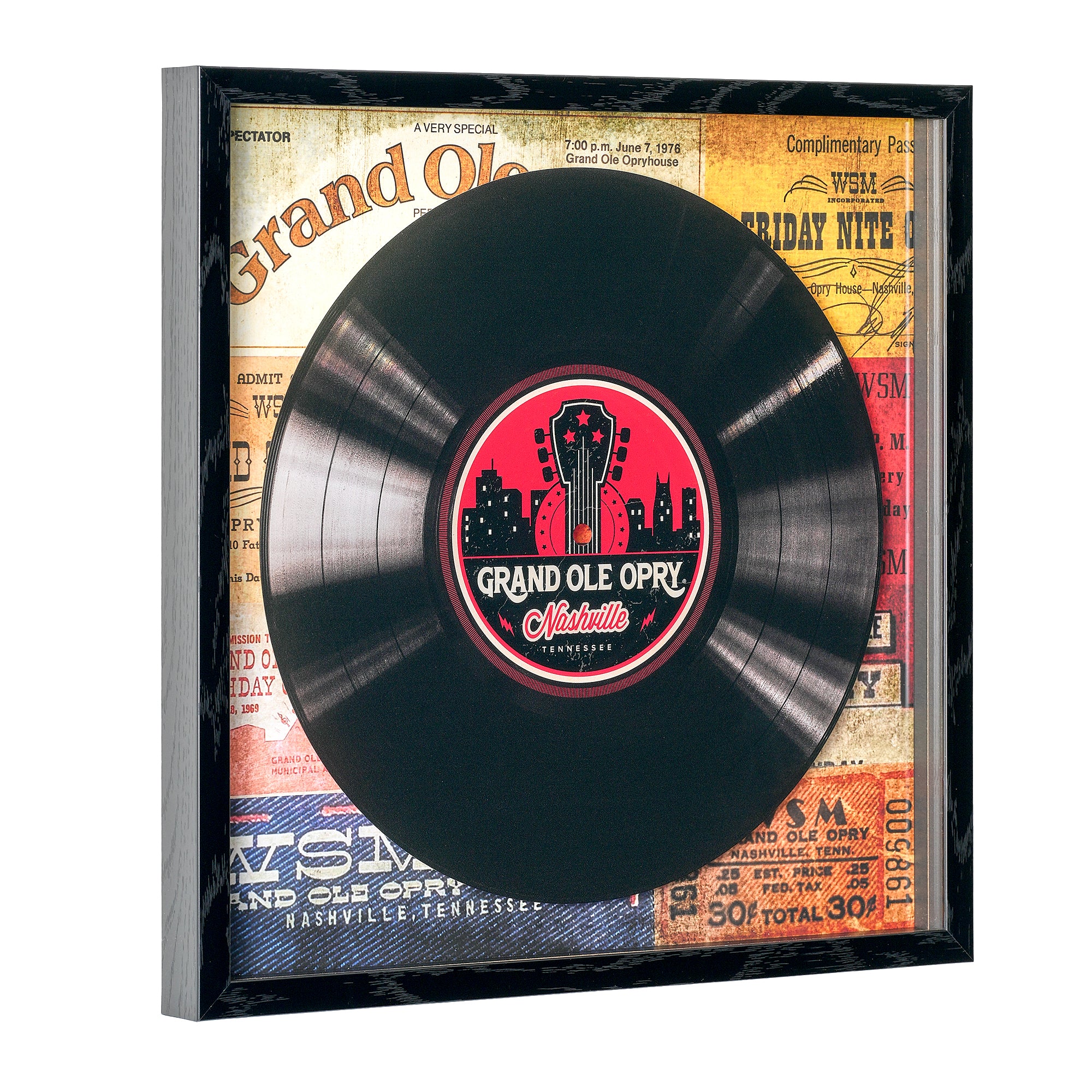 Grand Ole Opry Tickets Themed Printed Vinyl Record in Shadowbox Frame - 14