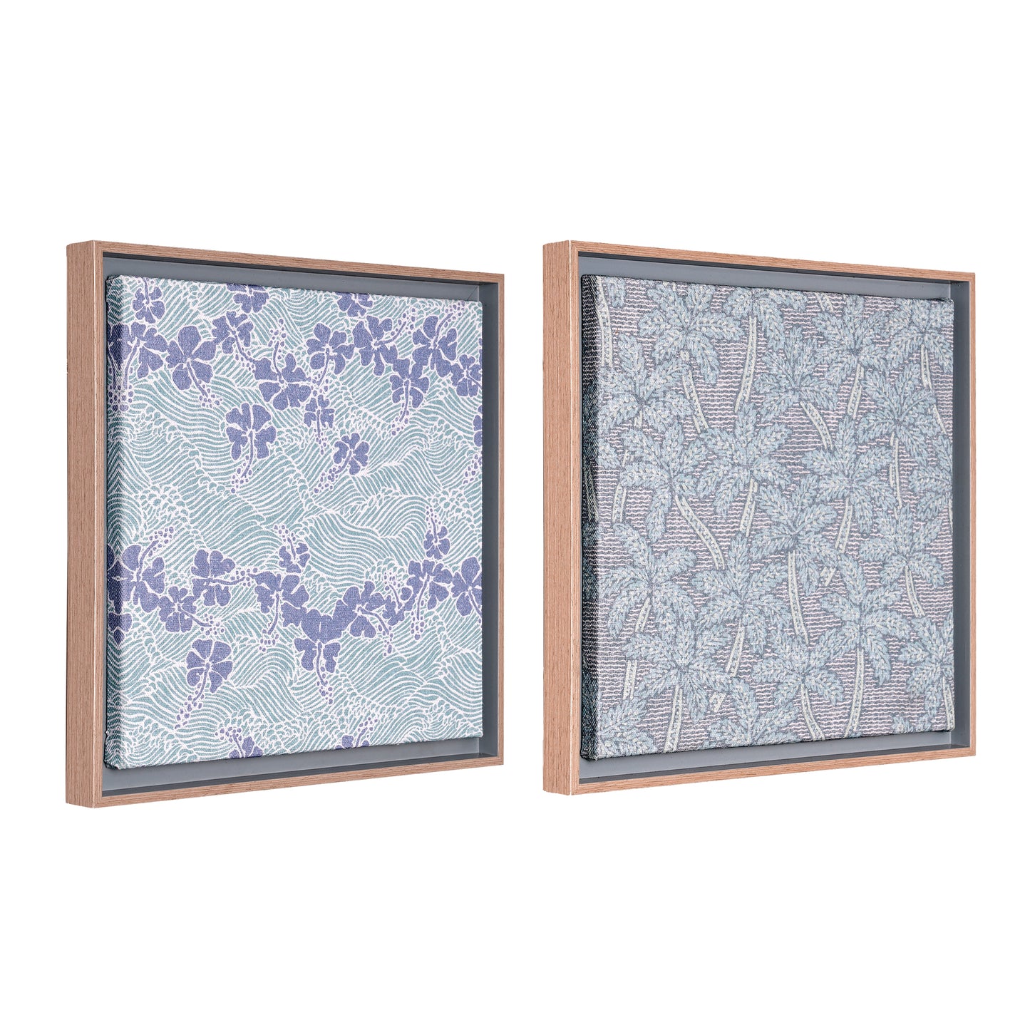 Reyn Spooner Framed Tropical Flowers Floated Printed Linen Wall Art Set of 2