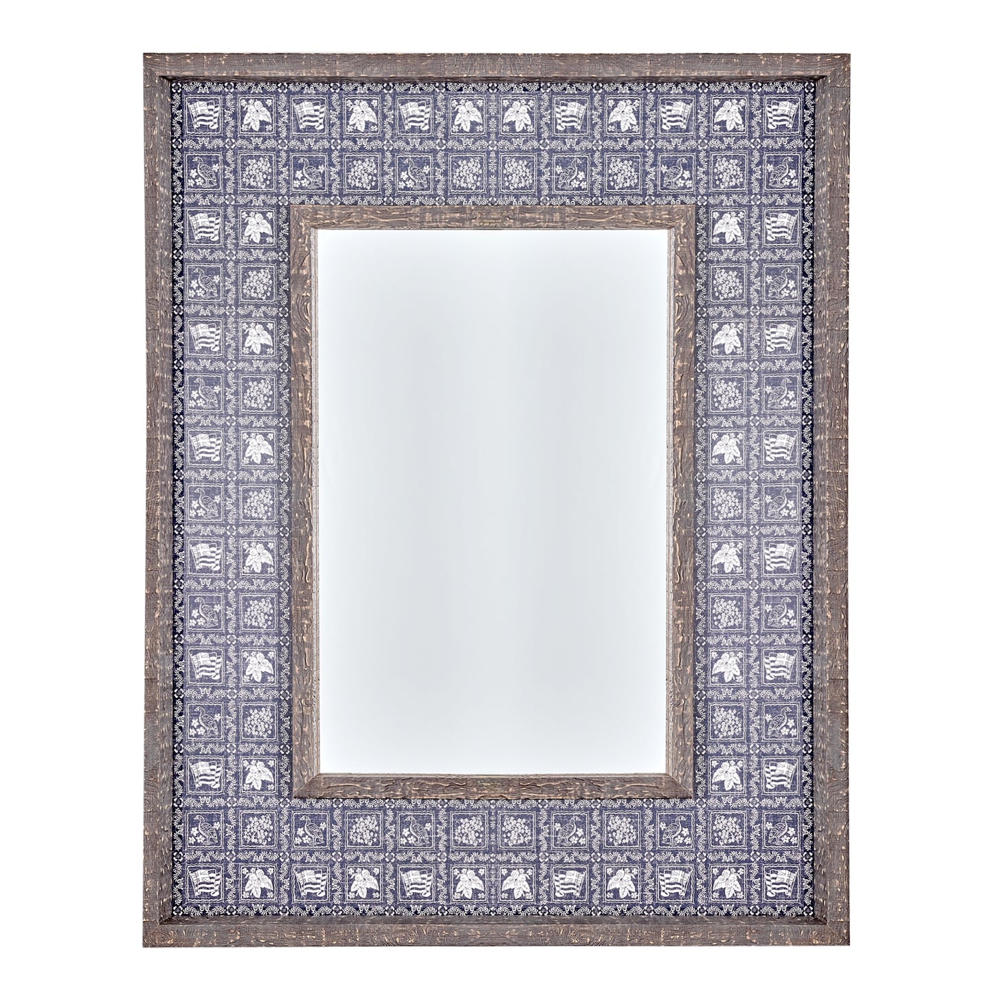 American Art Decor Reyn Spooner Navy Lahaina Sailor Double Frame Mirror w/Lacquer - 22" x 28"