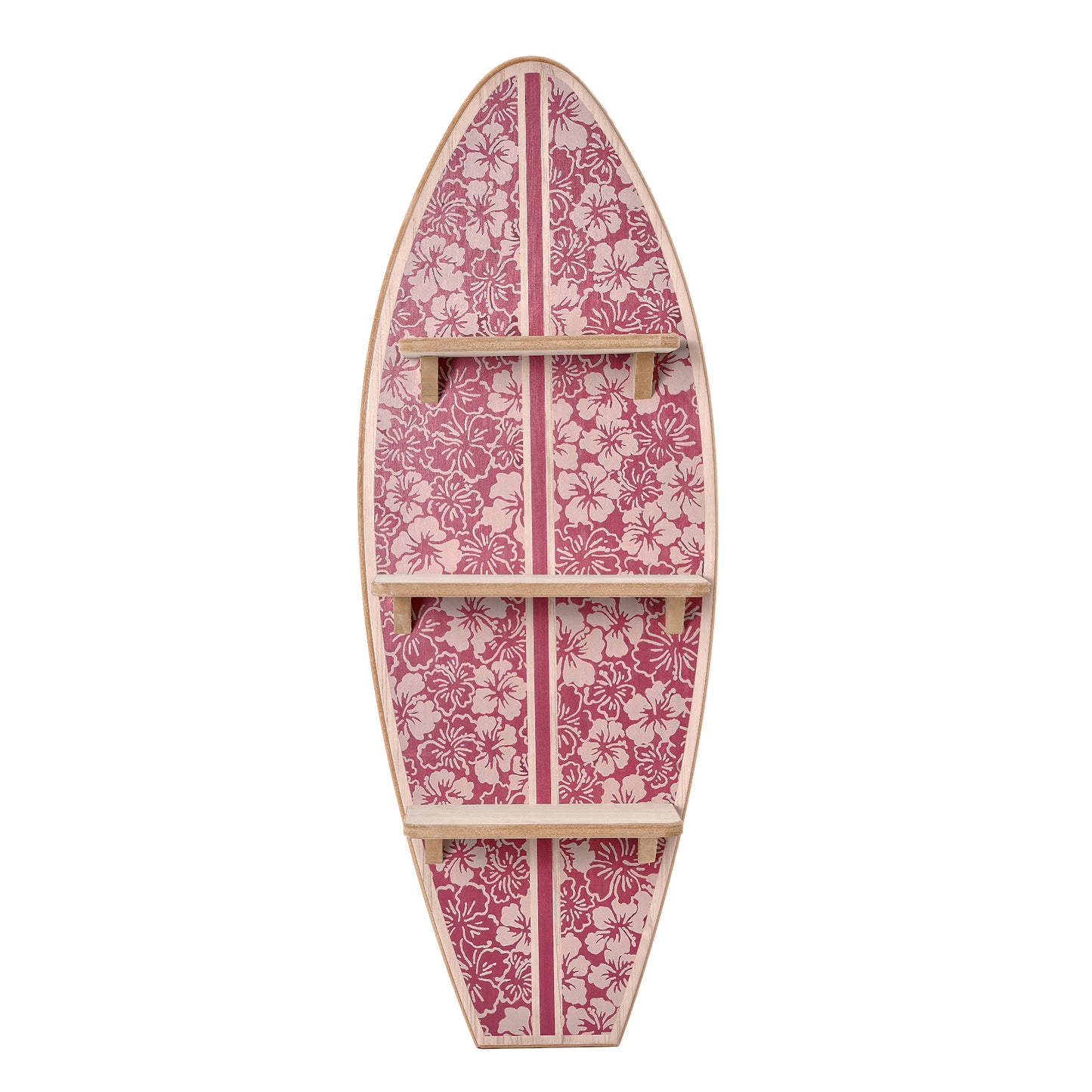 Kona Coast by Reyn Spooner Biscus Bounth Earth Red Surfboard Printed Wall Shelf - 13" x 35" x 7.5"