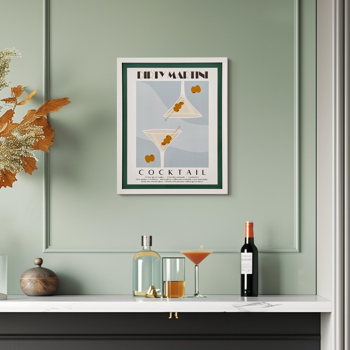 Tipsy Framed Dirty Martini Cocktail Poster - 16" x 20" x .75"