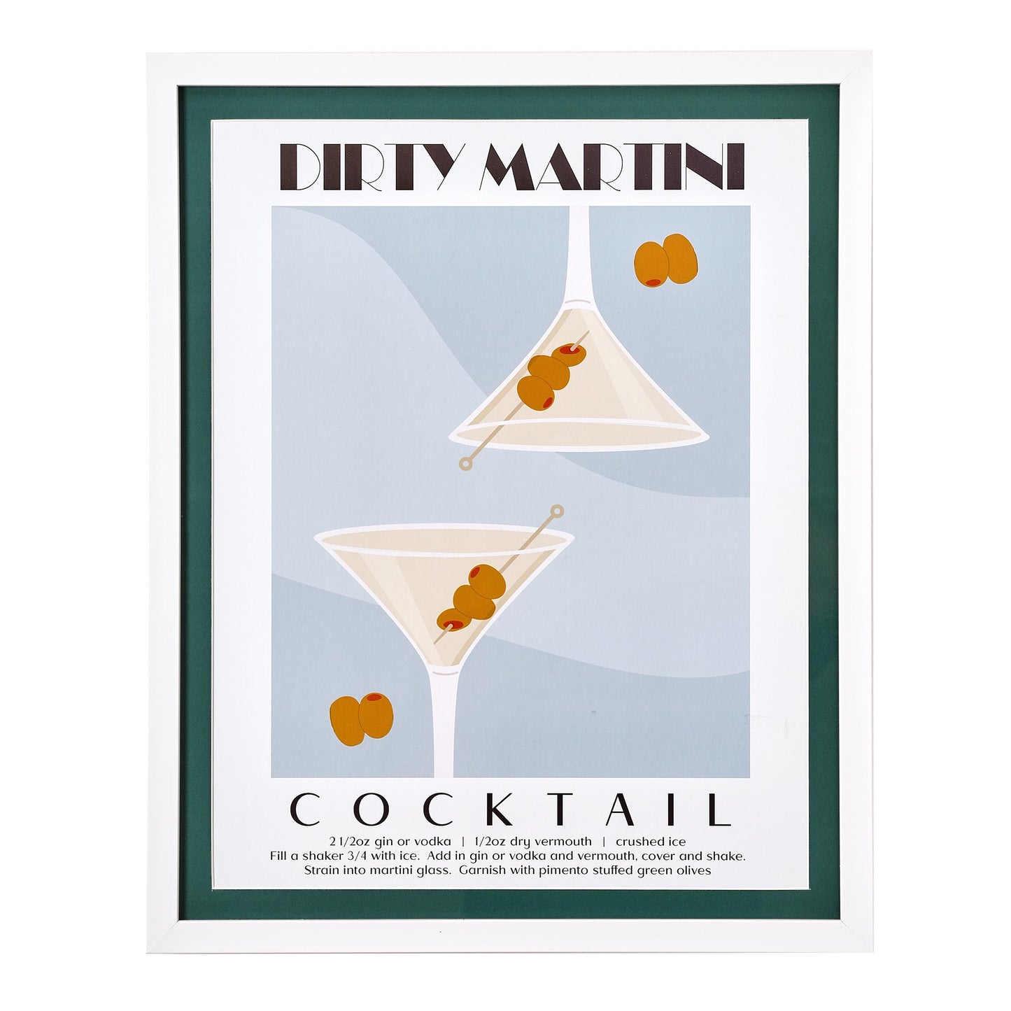 Tipsy Framed Dirty Martini Cocktail Poster - 16" x 20" x .75"