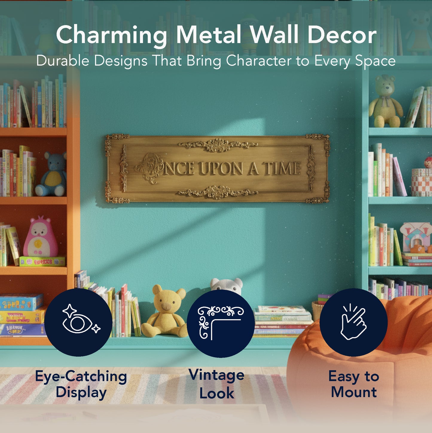 Once Upon A Time Gold Metal Wall Decor - 9" x 30"