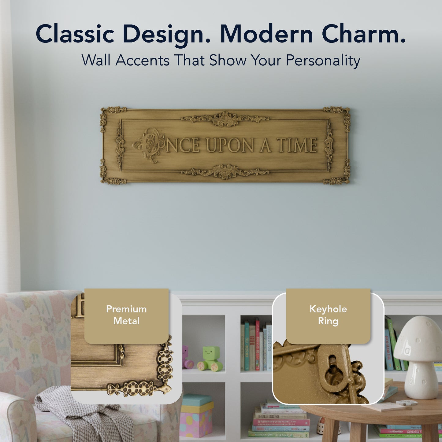 Once Upon A Time Gold Metal Wall Decor - 9" x 30"