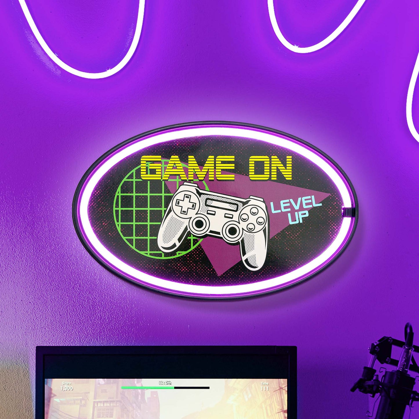 Game On Oval Neon Rope Bar Sign - 16"