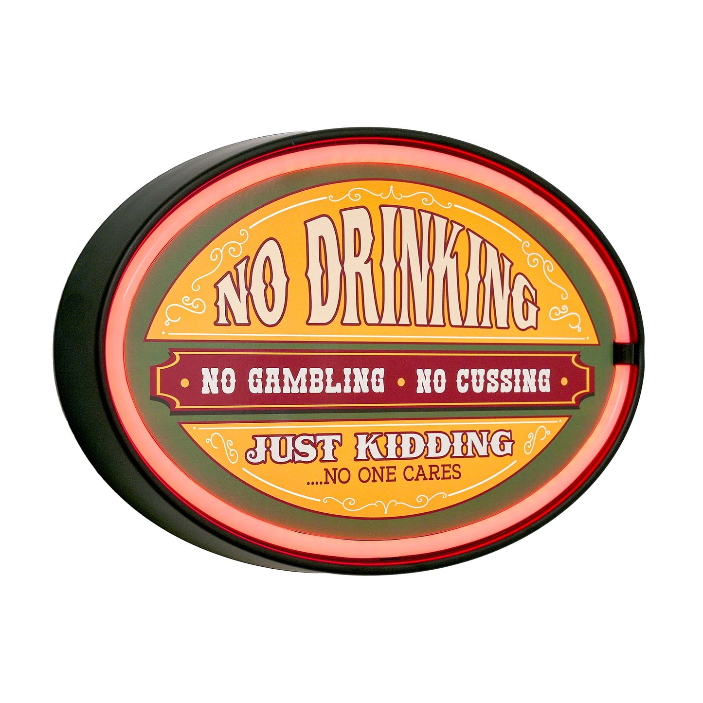 No Drinking Oval Neon Rope Bar Sign - 16"