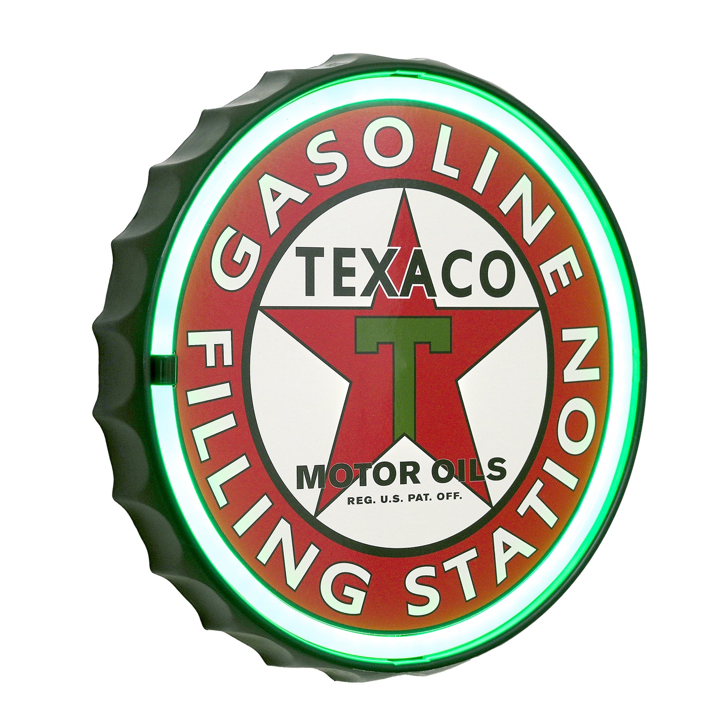 Texaco Gasoline Filling Station Round Neon Rope Bar Sign - 12"