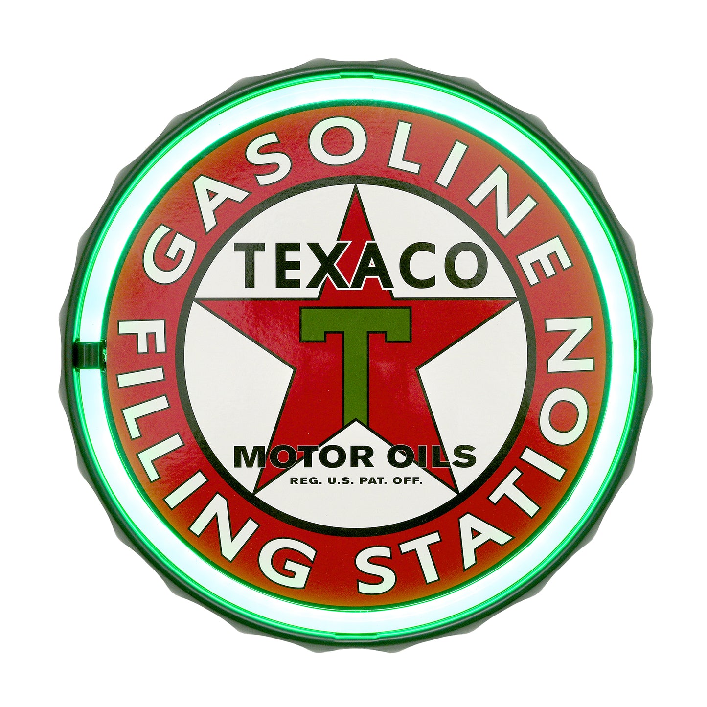 Texaco Gasoline Filling Station Round Neon Rope Bar Sign - 12"