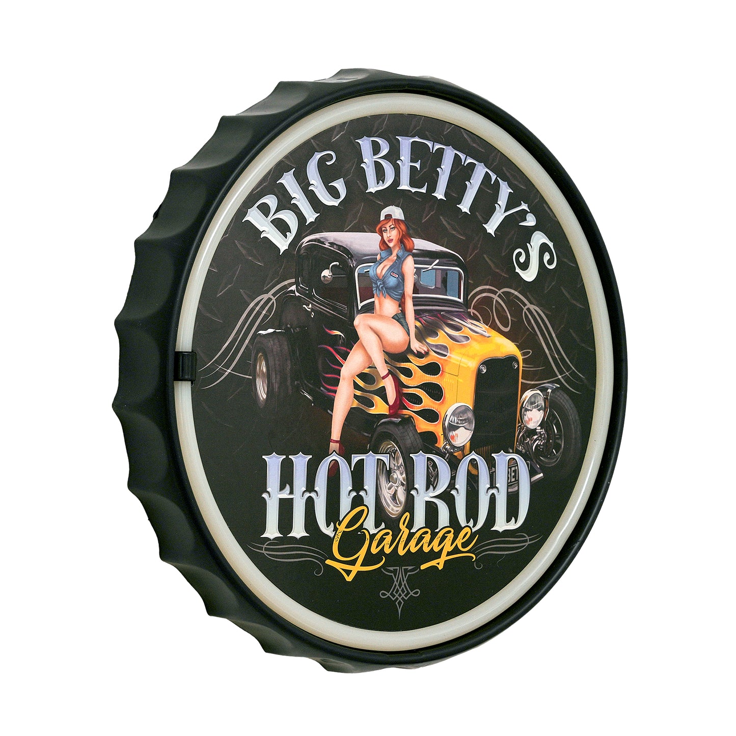 Big Betty's Hot Rod Garage Round Neon Rope Bar Sign - 12"