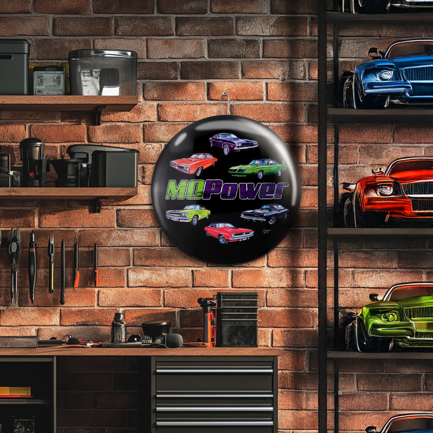 MOPOWER Metal Wall Art Sign 15" - Classic Car Wall Decor