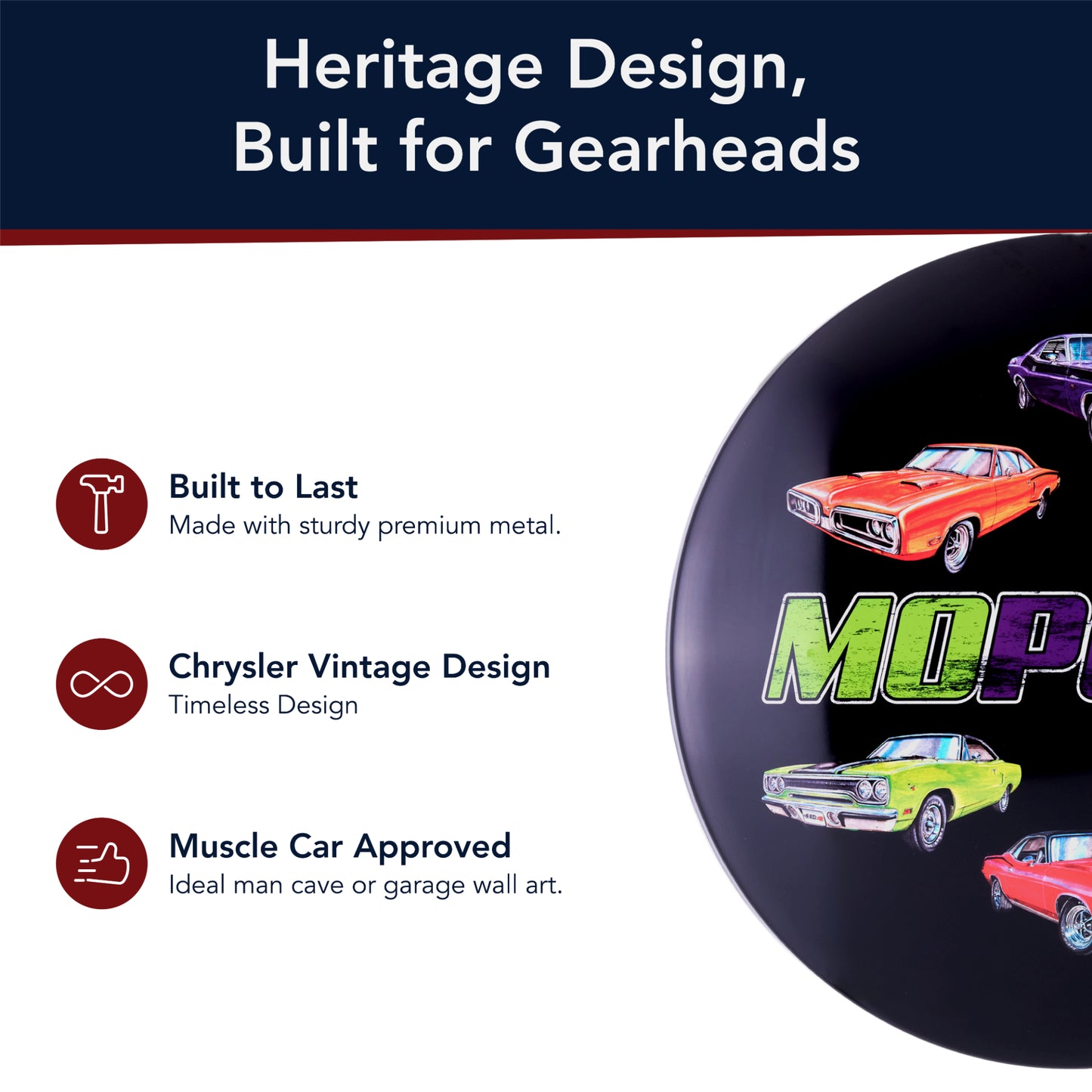 MOPOWER Metal Wall Art Sign 15" - Classic Car Wall Decor