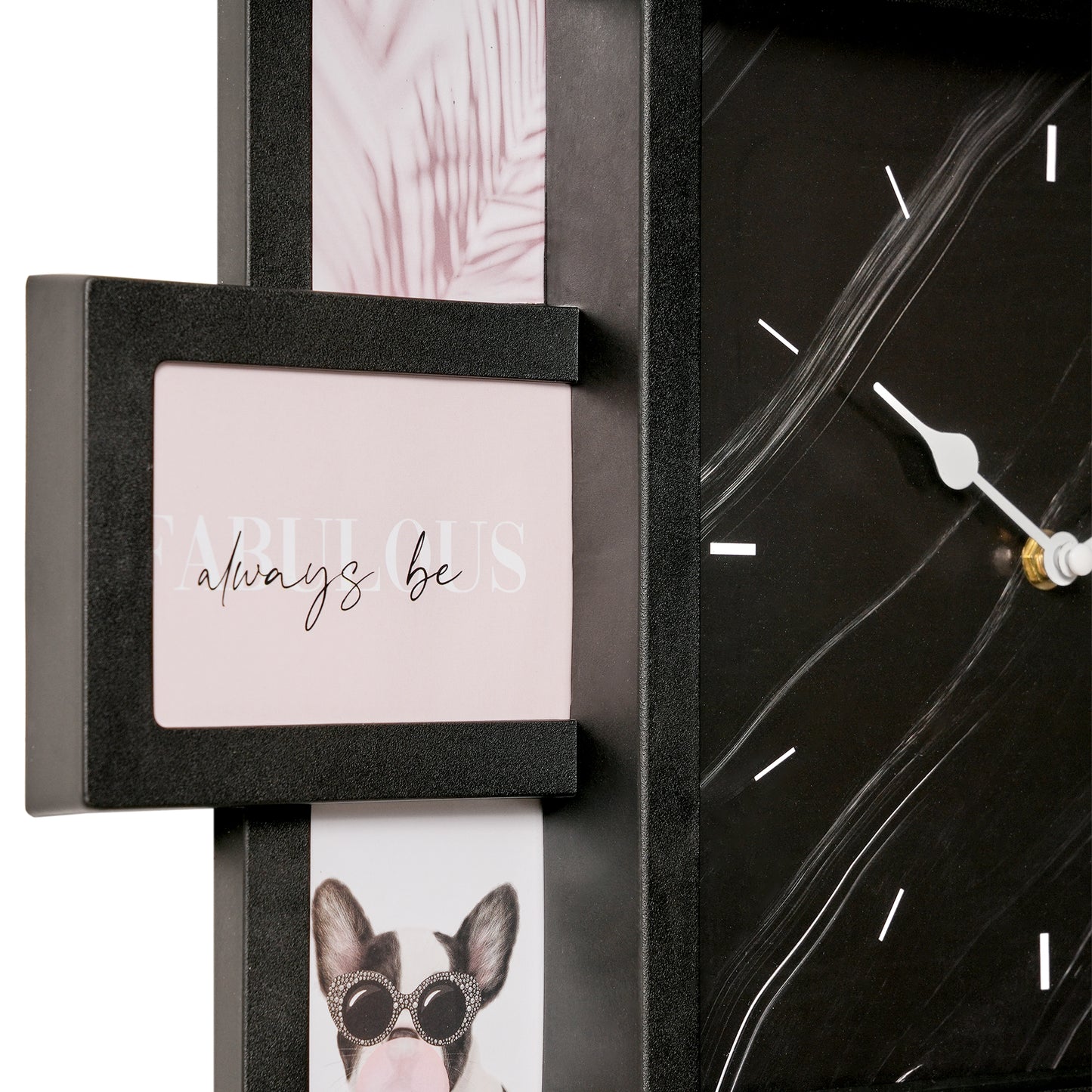 Picture Frame Collage Wall Clock 12 Photo Display Slots Black, 20" x 20"