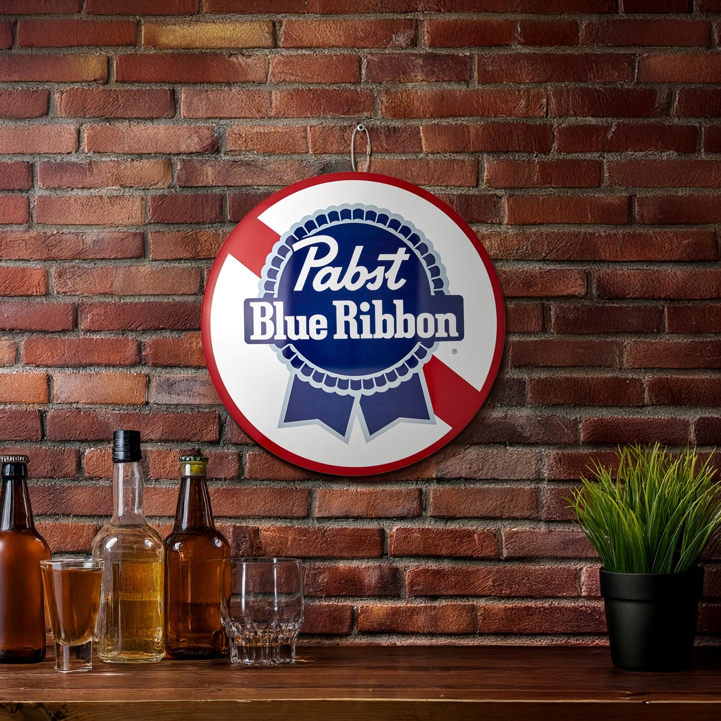 Pabst Blue Ribbon Metal Wall Art Sign - 15" Round Vintage Beer Decor