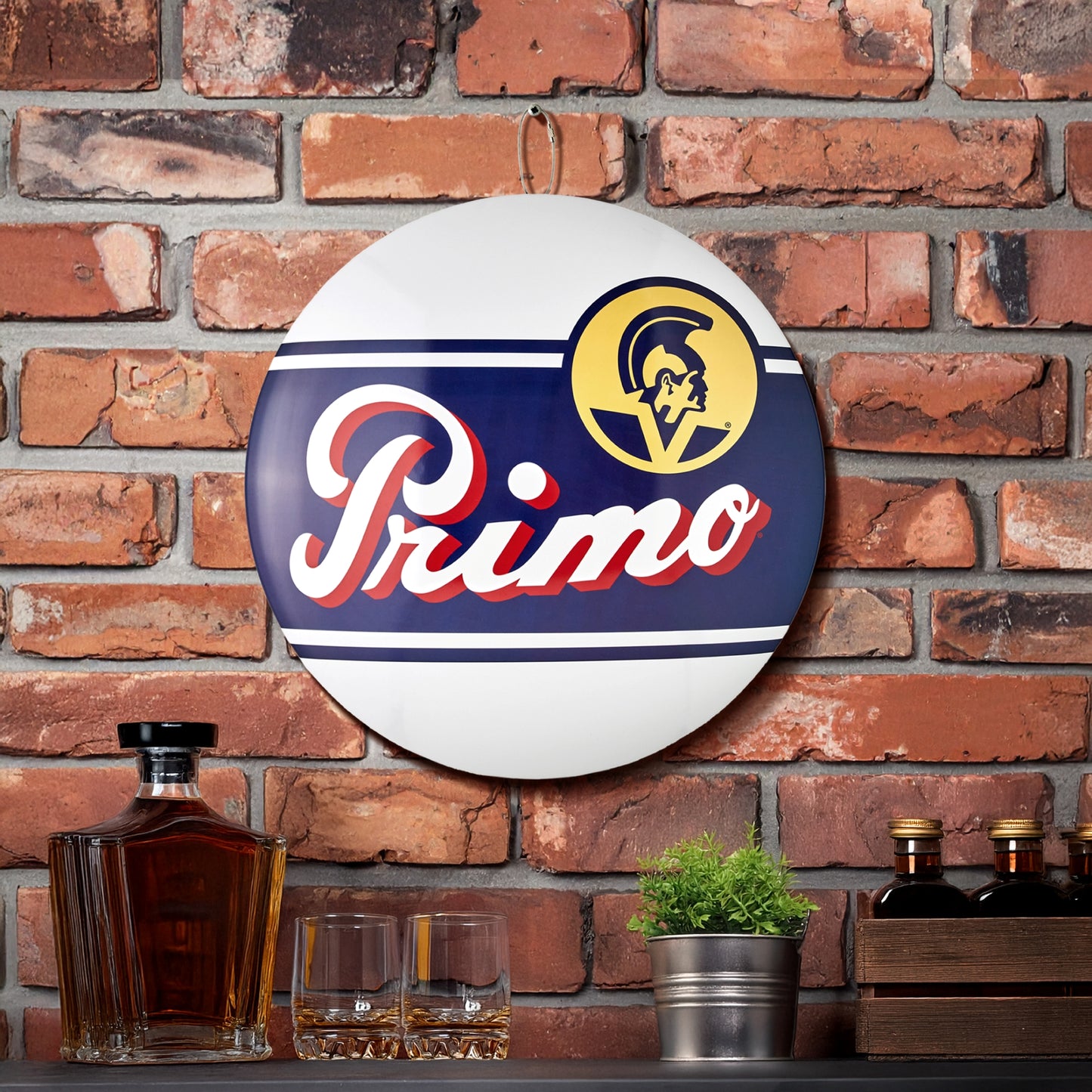 Primo Beer Metal Wall Art - 15" Round Domed Vintage Sign