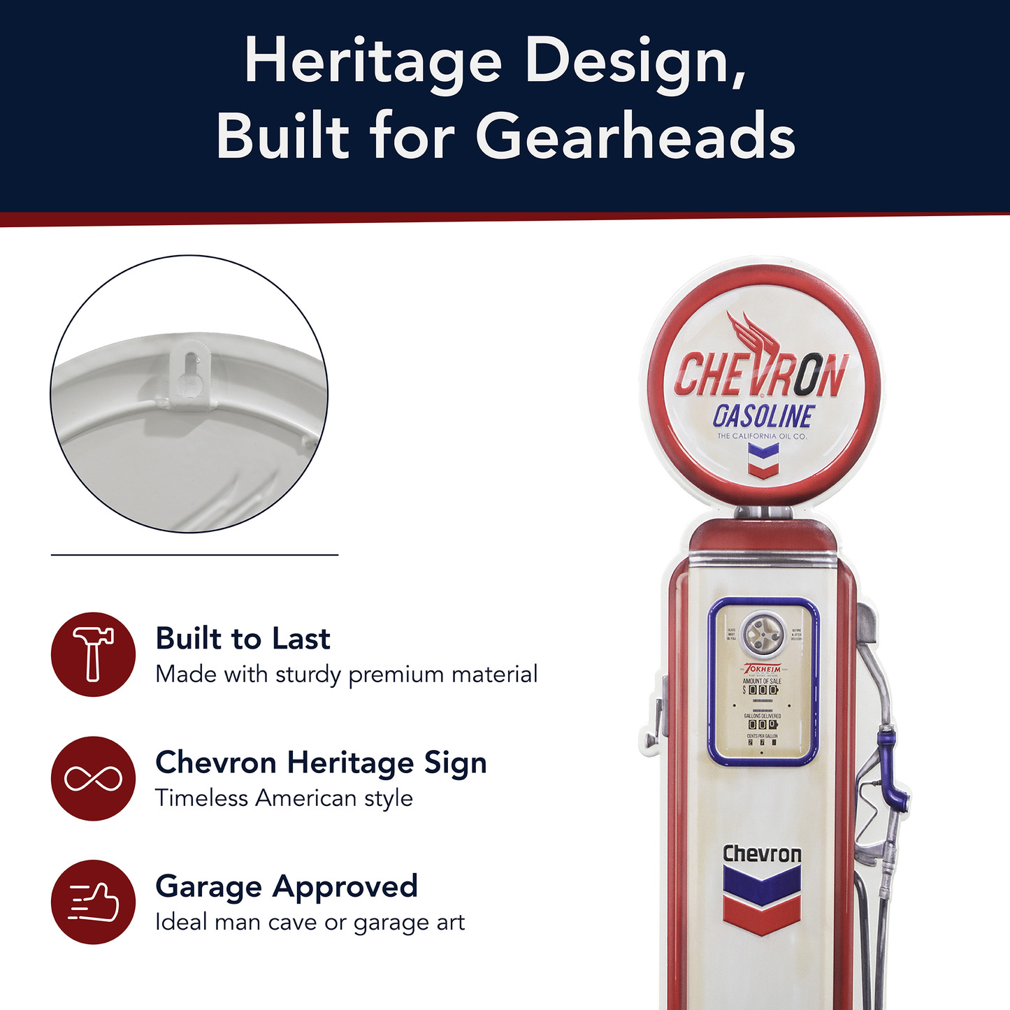 Chevron Oil Vintage Gas Pump Metal Sign - Retro Garage Decor