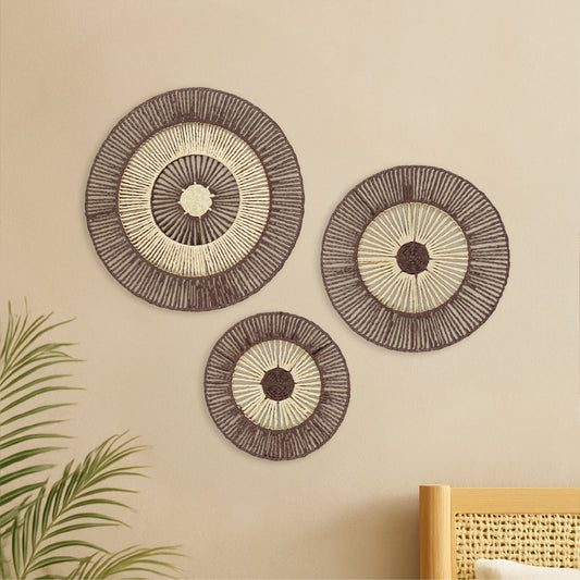 Paper Rope Wall Decor Set of 3 Natural - Boho Wall Art, Farmhouse Basket Style