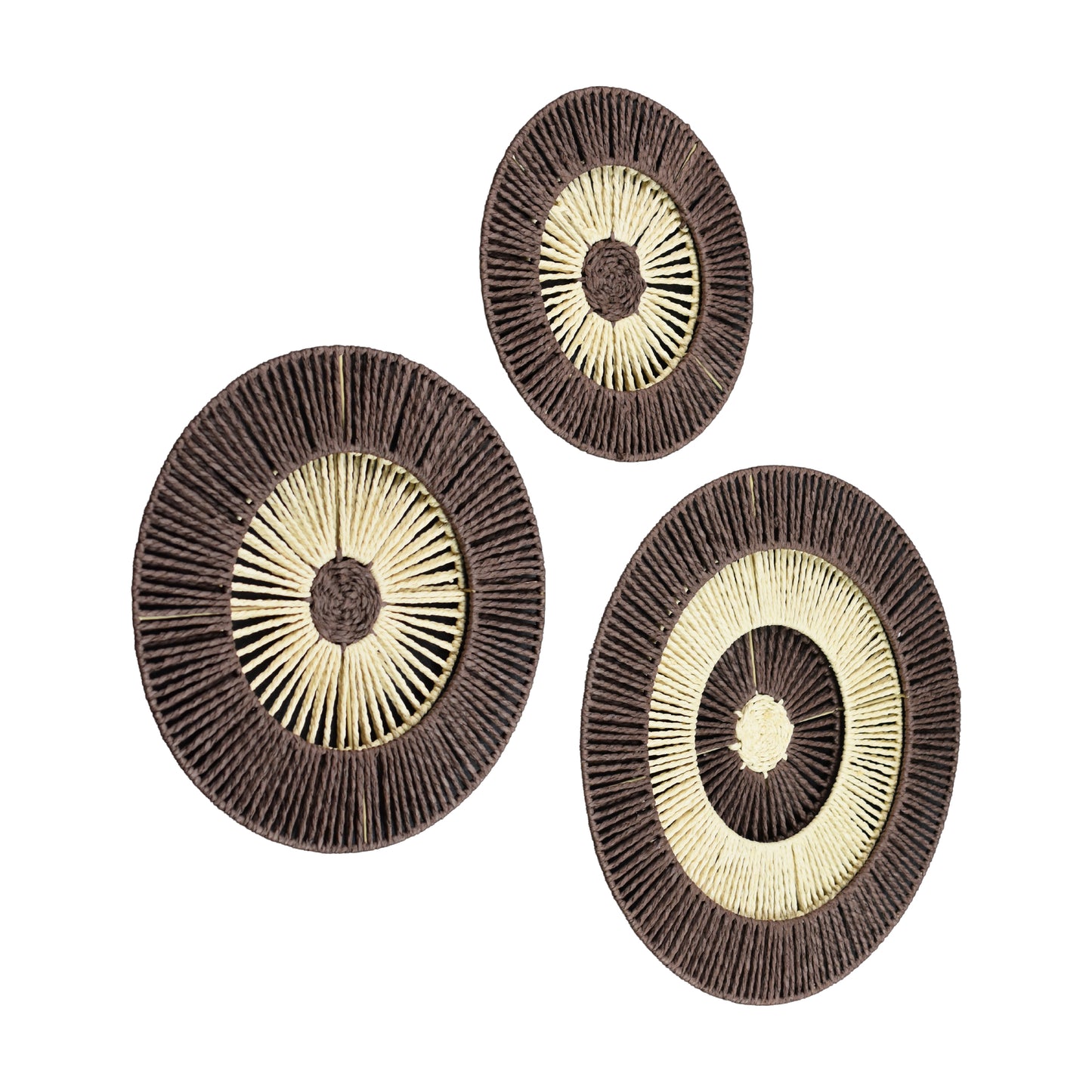 Paper Rope Wall Decor Set of 3 Natural - Boho Wall Art, Farmhouse Basket Style