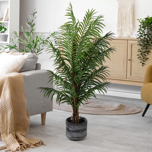 Artificial Palm Tree in Cement Pot Faux Plant for Home or Office - 60"