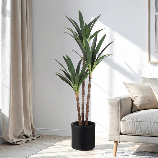Artificial Dutch Iron Tree in Cement Pot Faux Plant for Home or Office - 60"
