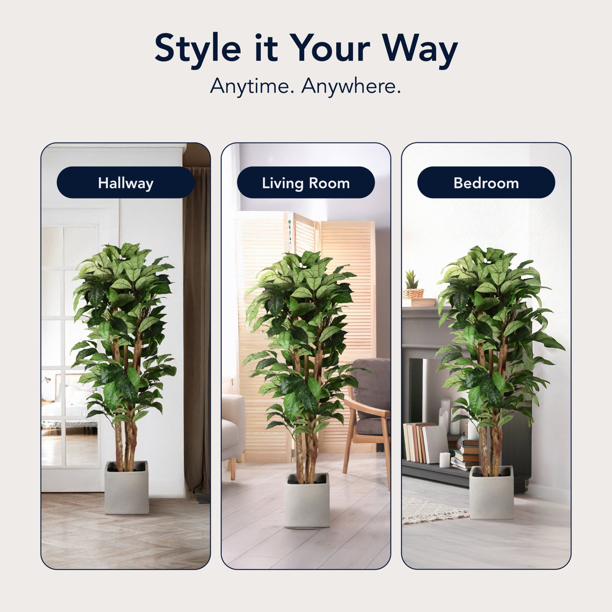Artificial Coffee Tree in Cement Pot Faux Plant for Home or Office - 60
