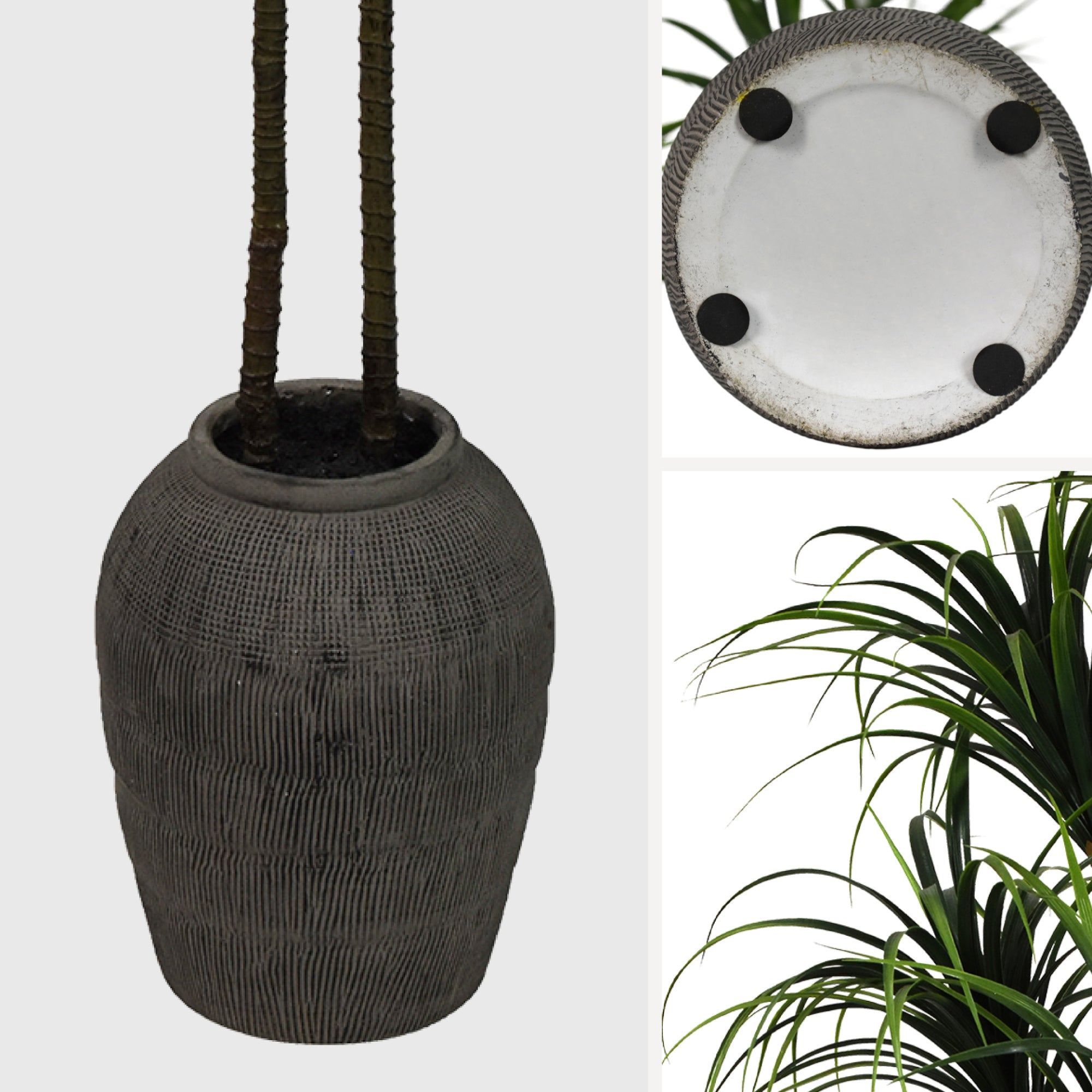 Artificial Dragon Tree in Cement Pot Faux Plant for Home or Office - 60