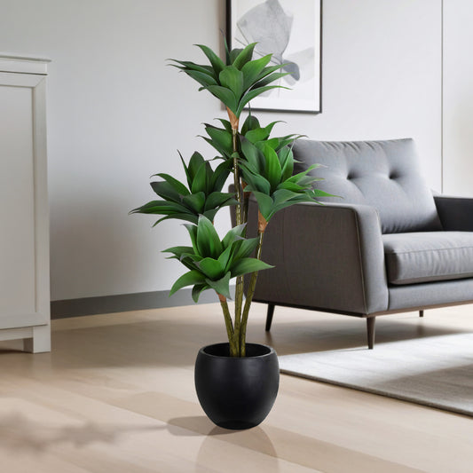 Artificial Crown Orchid Tree in Cement Pot Faux Plant for Home or Office - 48"
