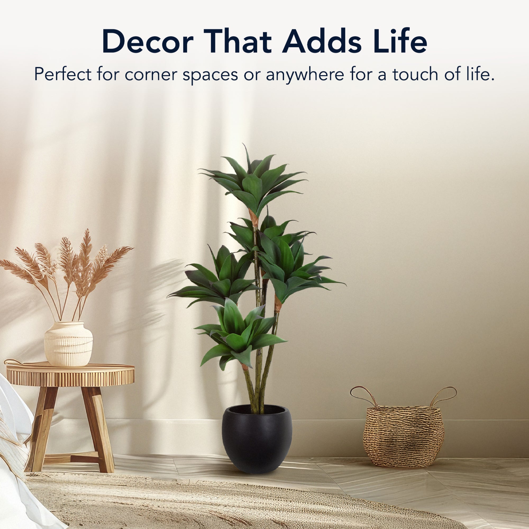 Artificial Crown Orchid Tree in Cement Pot Faux Plant for Home or Office - 48