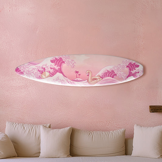 Surfboard - Pink Flamingo & Beachball Wall Art Decor
