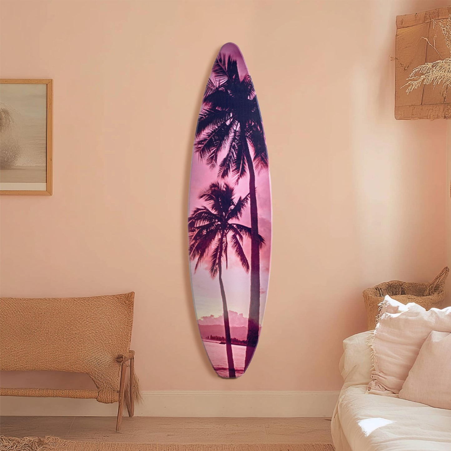 Surfboard - Palm Tree Sunset Wall Art - Vice City Beach Decor
