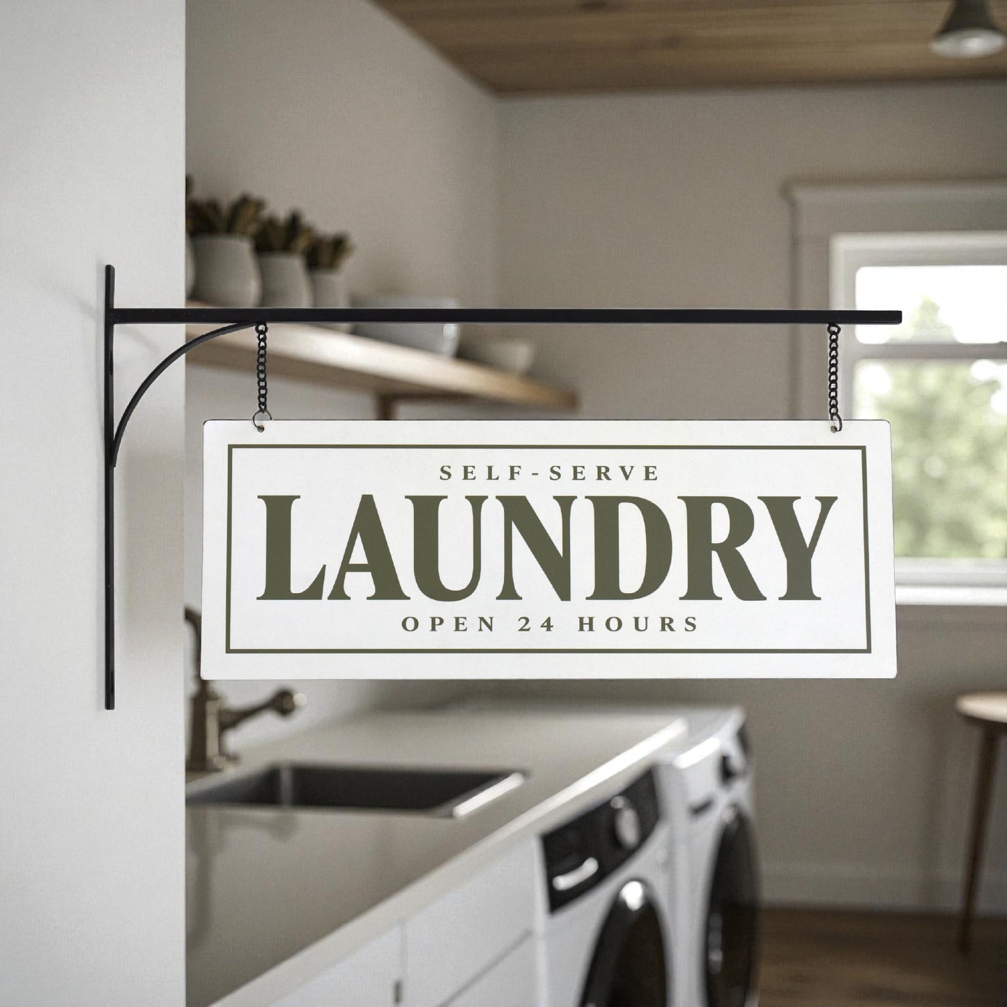 Double-Sided Self-Serve Laundry Metal Sign - Rustic Wall Decor