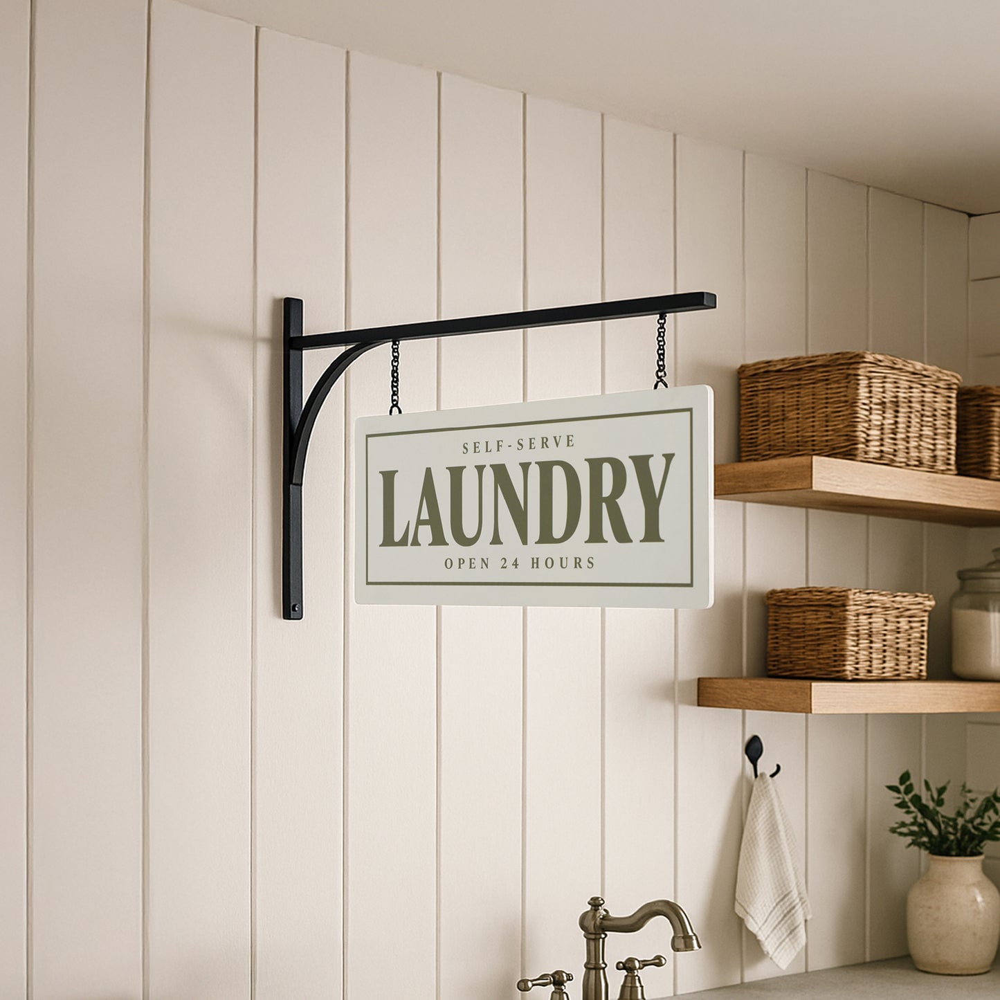 Double-Sided Self-Serve Laundry Metal Sign - Rustic Wall Decor