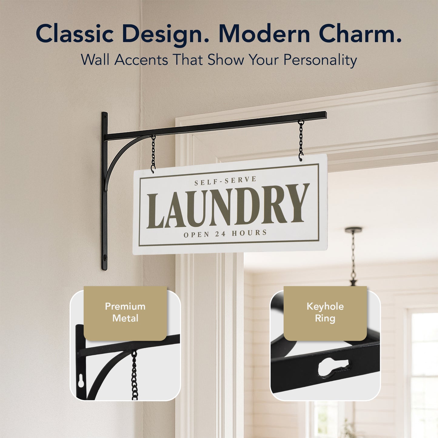 Double-Sided Self-Serve Laundry Metal Sign - Rustic Wall Decor